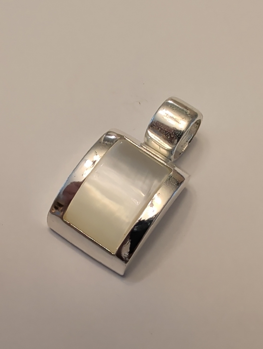 Vintage Roman Silver Tone White Inlay Pendant